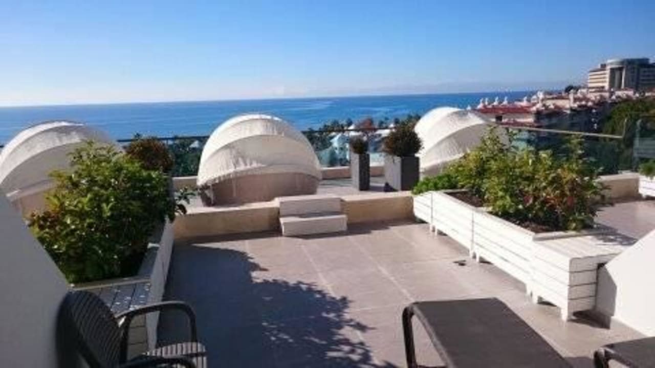 Unsere Terrasse mit Strandmuschel Side Star Elegance