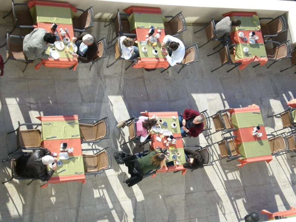 Blick auf die Restaurant-Terrasse Trendy Aspendos Beach Hotel