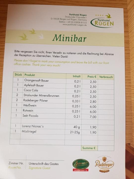 Zimmer Parkhotel Rügen
