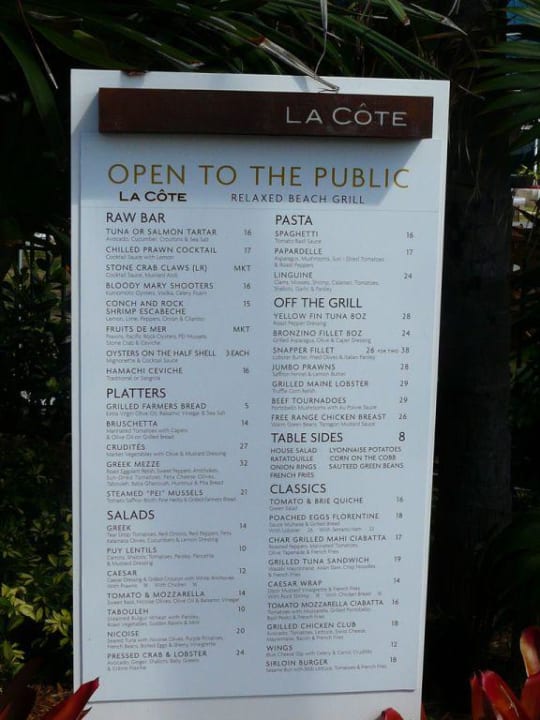 Speisekarte Pool Hotel Fontainebleau Miami Beach