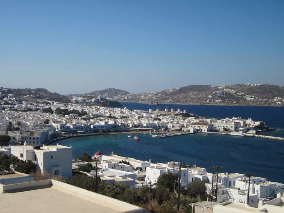 Blick vom Pool auf Chora (Mykonos-Stadt) Mykonos View Hotel