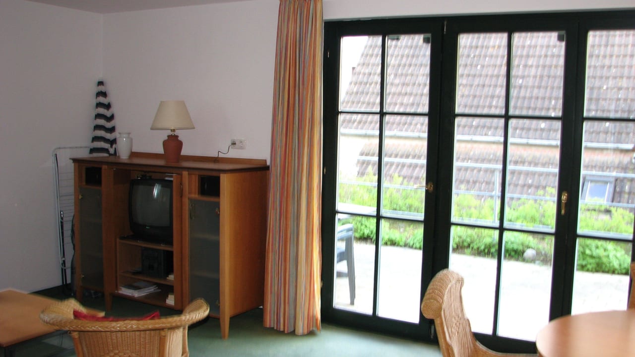 Blick zur Terrasse Moby Dick Ferienwohnungen