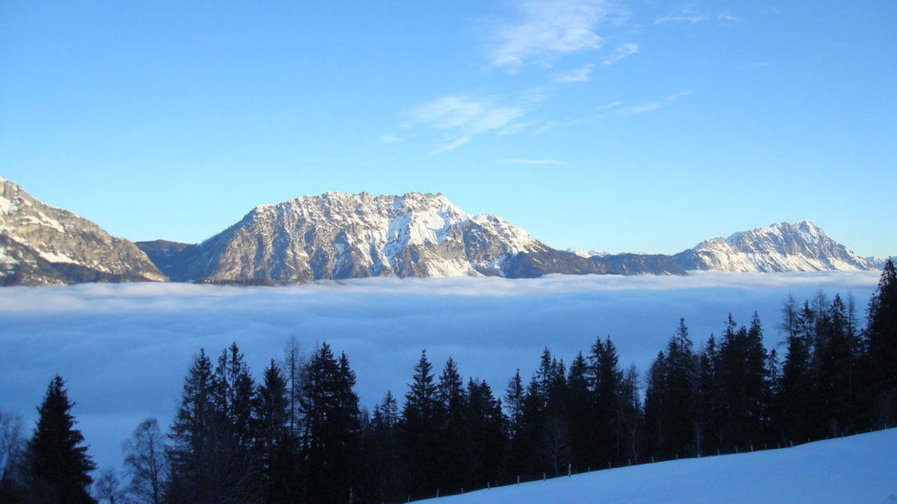 Talblick mit Nebel Hotel Loipoldhof