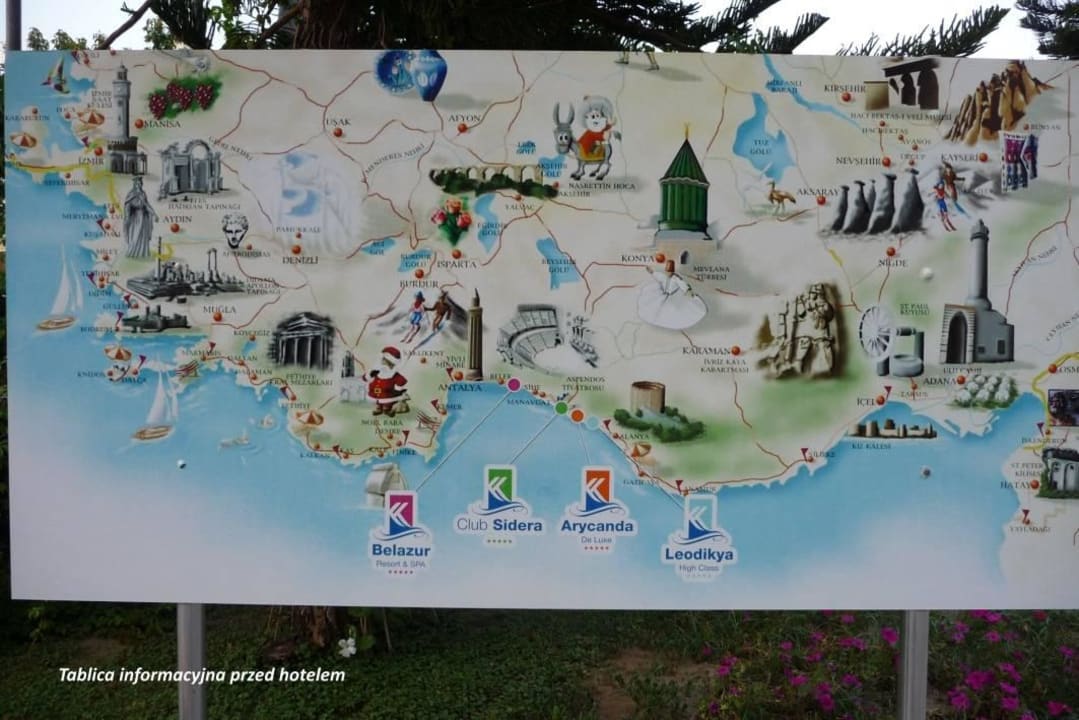 Tablica informacyjna przed hotelem! Arycanda Kirman Premium