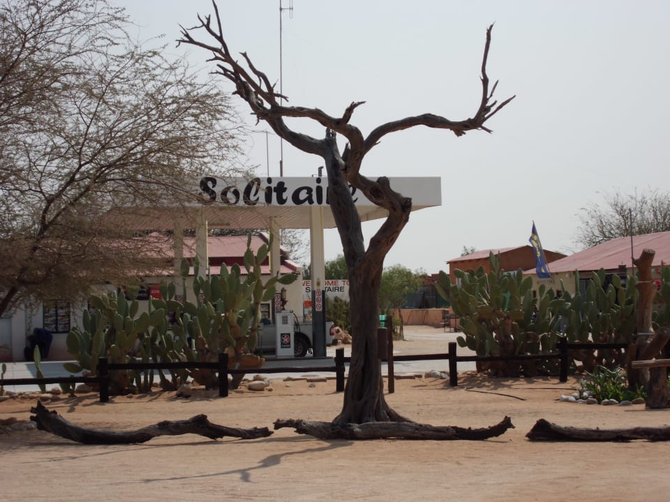 Einfahrt mit Tankstelle Solitaire Roadhouse Lodge