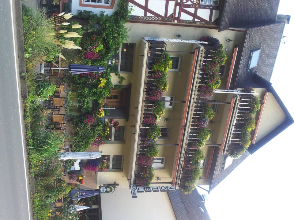 Bei der Ankunft sieht man viele schönen Blumen Hotel St. Georg