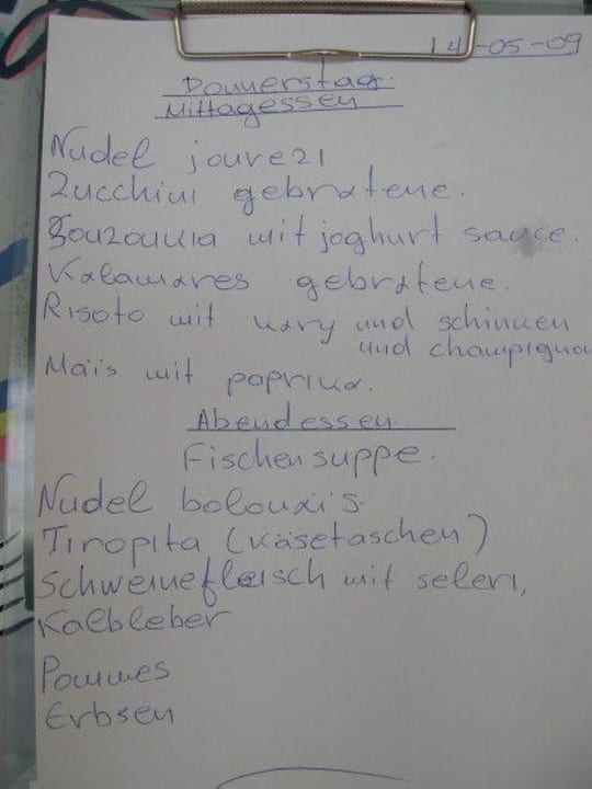 Menüliste  Iris Hotel