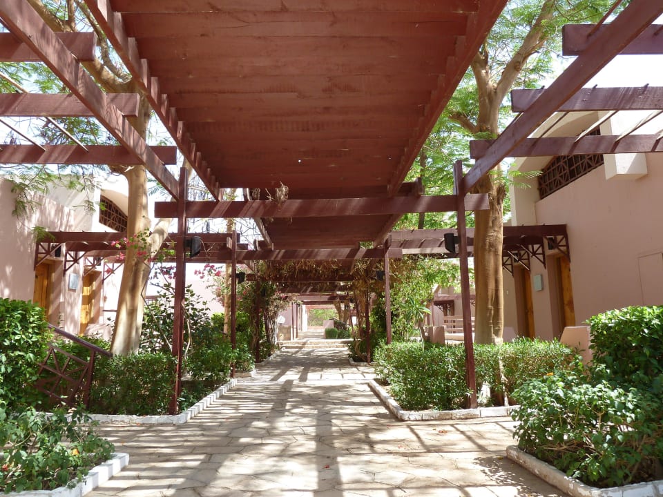 Zwischen den Nebengebäuden des ISIS Pyramisa Island Hotel Aswan