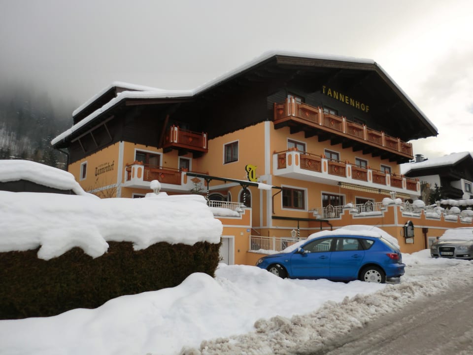 Blick von der Skibushaltestelle Hotel Garni Tannenhof