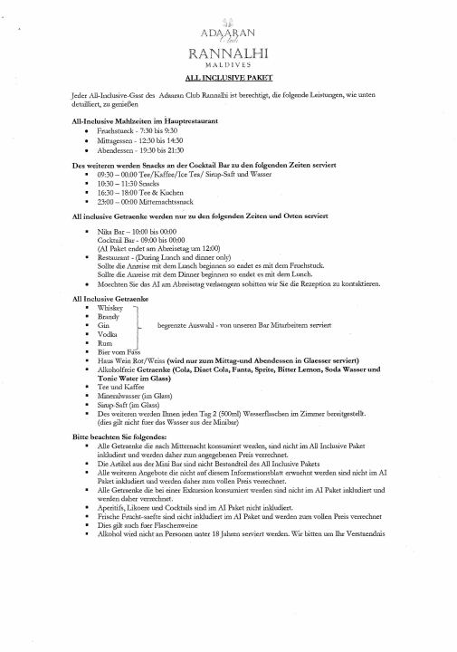 3 Gästeinfo 12.2016 Adaaran Club Rannalhi - All Inclusive