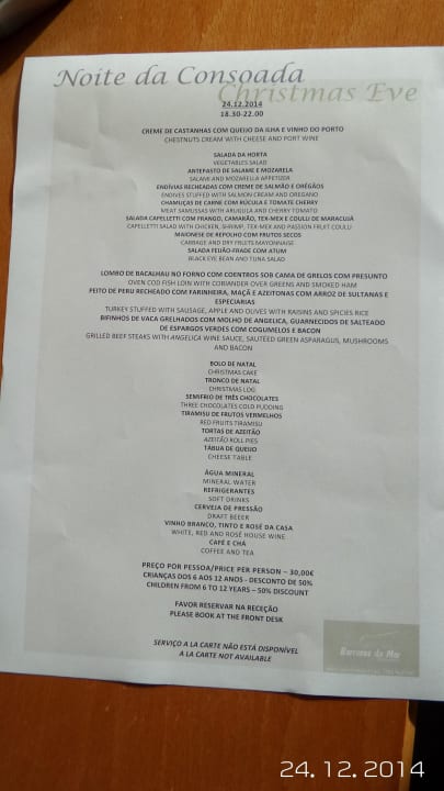 Heiligabendmenue Caloura Hotel Resort