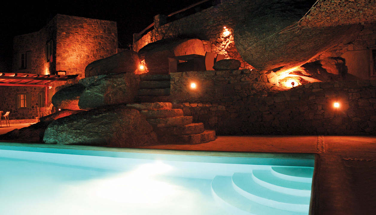 Pool by night Mykonian Villa