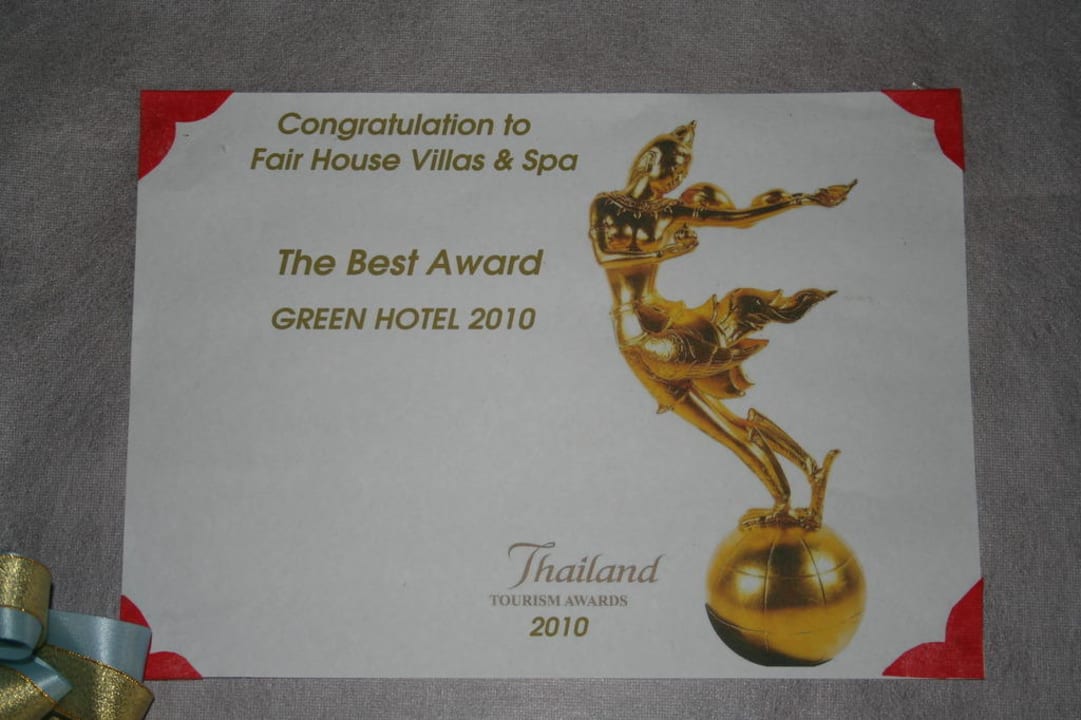 Auszeichnung des Hotels Fair House Villas & Spa