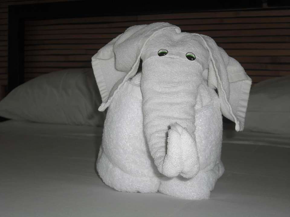 Faltkunst aus Handtüchern der Putzfrau Sandos Playacar Beach Resort