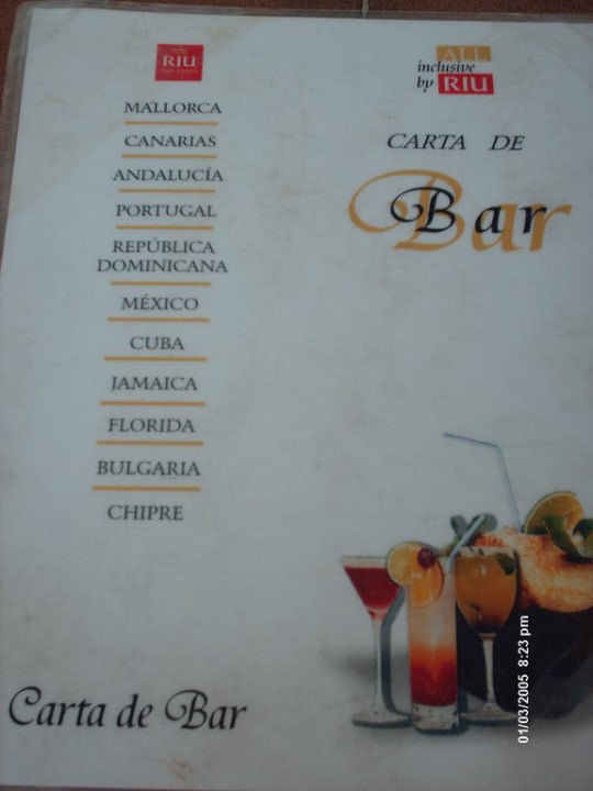Poolcocktailkarte Las Morlas