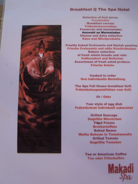 Speisekarte März Frühstücksauswahl Makadi Spa - Adults only