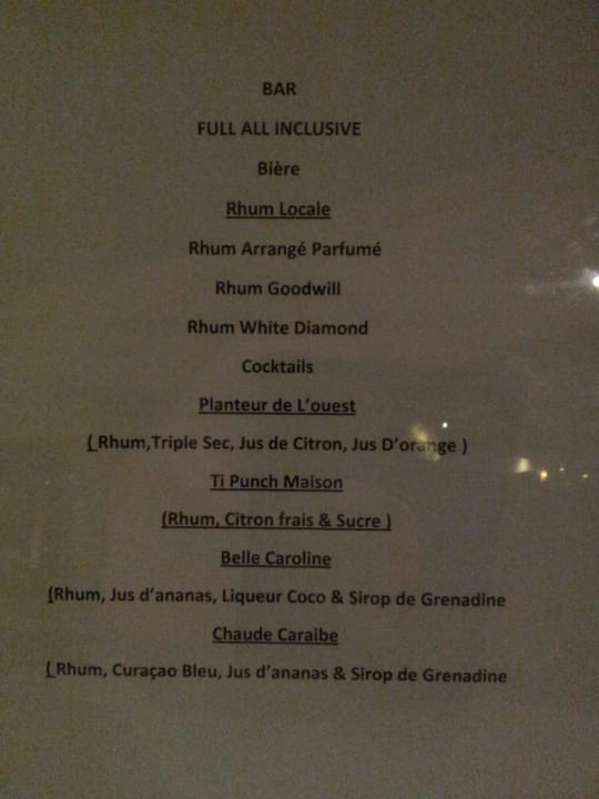 Die AI-Getränkekarte  Hotel Villas Caroline