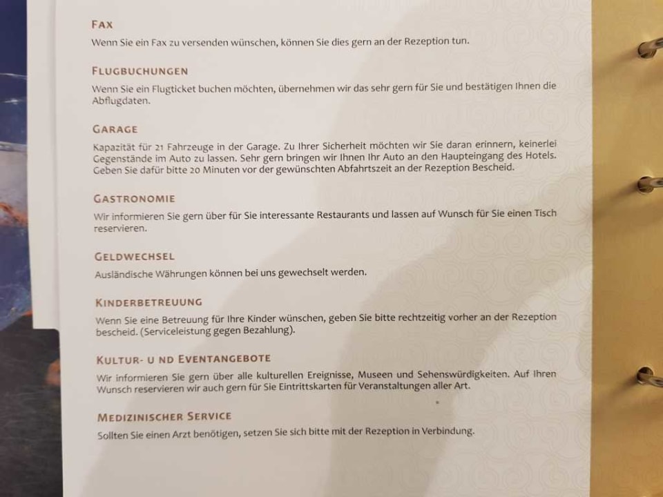 Die Zimmermappe  GPRO Valparaiso Palace & Spa