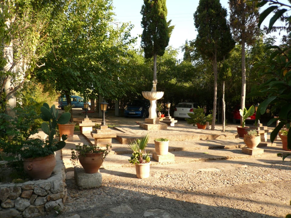 Blick zu den Parkplätzen Finca Es Pla Nou