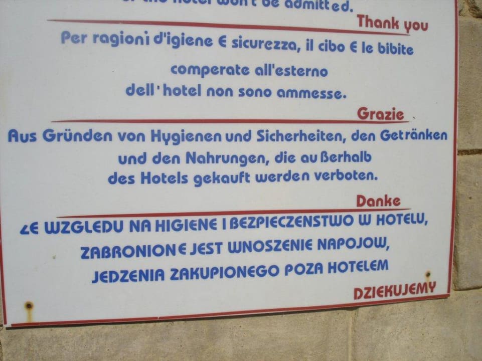 Lustiges Schild Ruspina Beach Resort