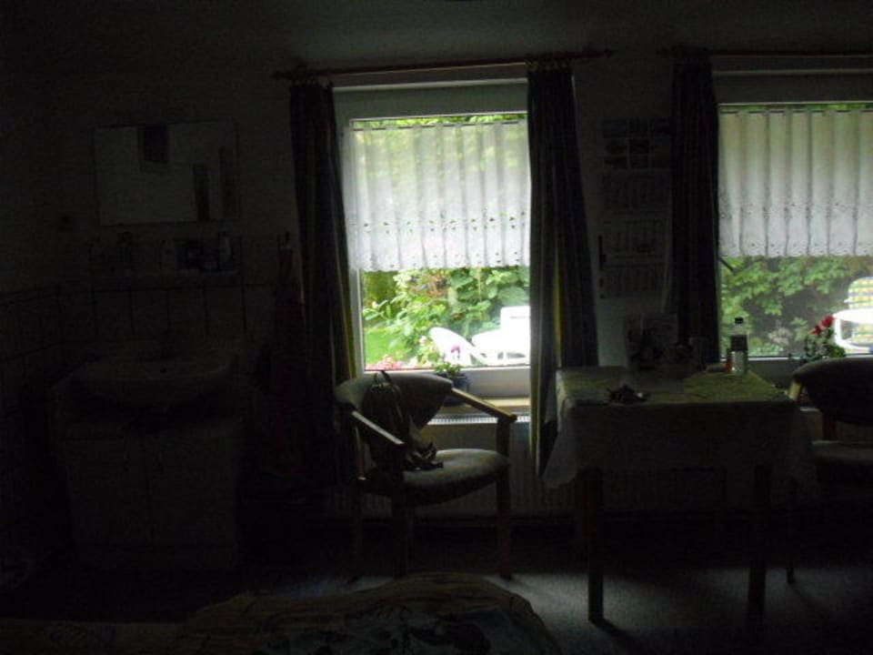 Sicht zur Terrasse Pension Kiebitzhof