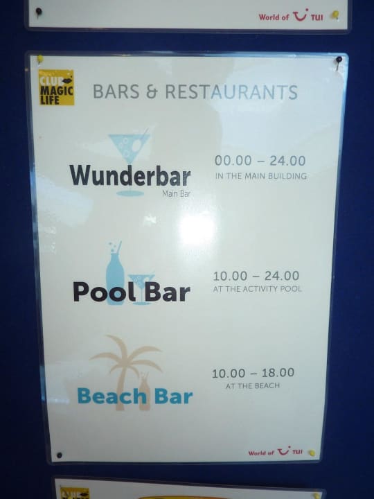 Öffnungszeiten der Bars 9/2014 Atlantica Marmari Palace