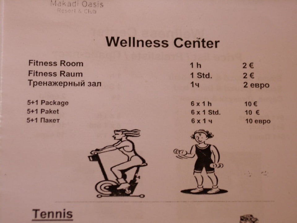 Preisliste Fitness Jaz Makadi Oasis Resort