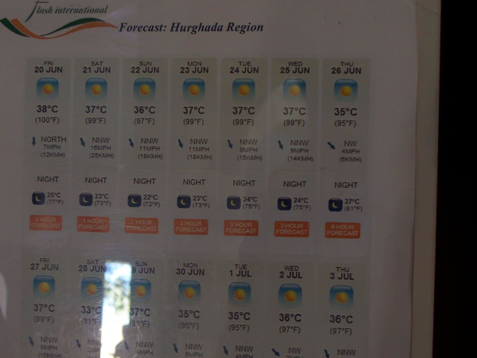 Temperaturen im Schatten  Stella Beach Resort & Spa Makadi Bay