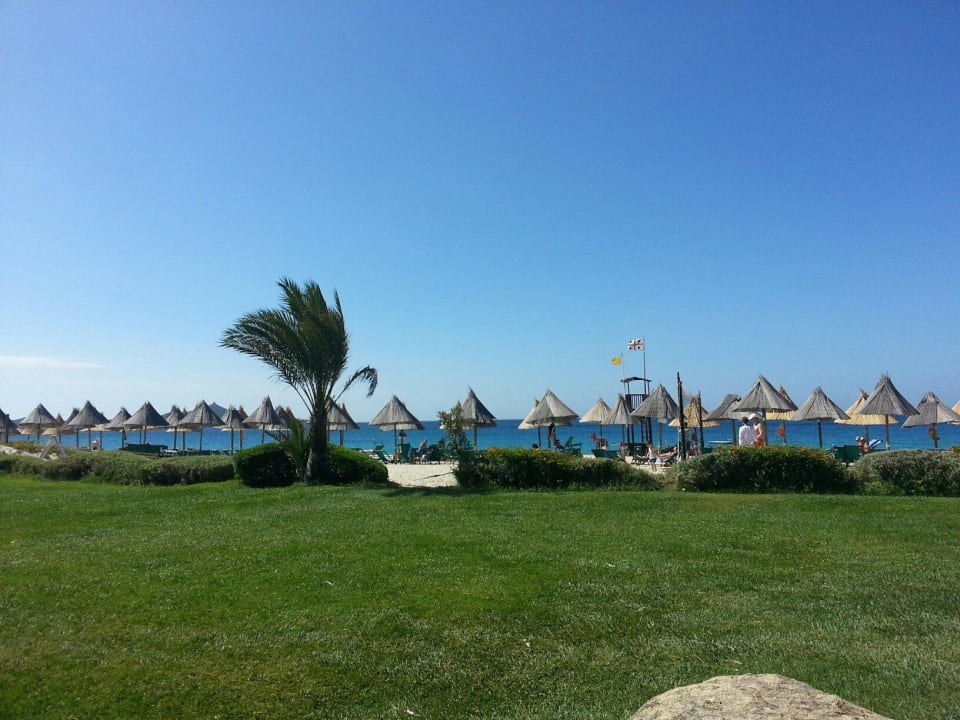 Sicht zum Strand vom Pool Cormoran Hotel & Residence