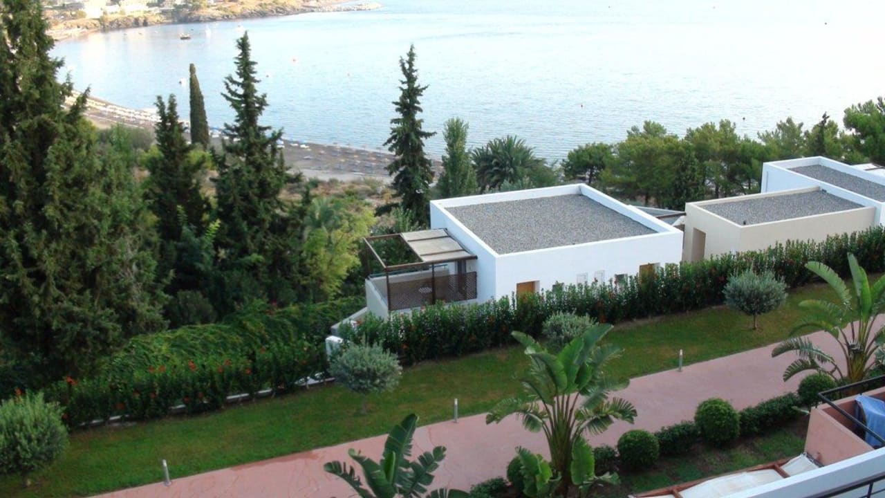 Blick vom Restaurant Richtung Strand Lindos Mare, Seaside Hotel