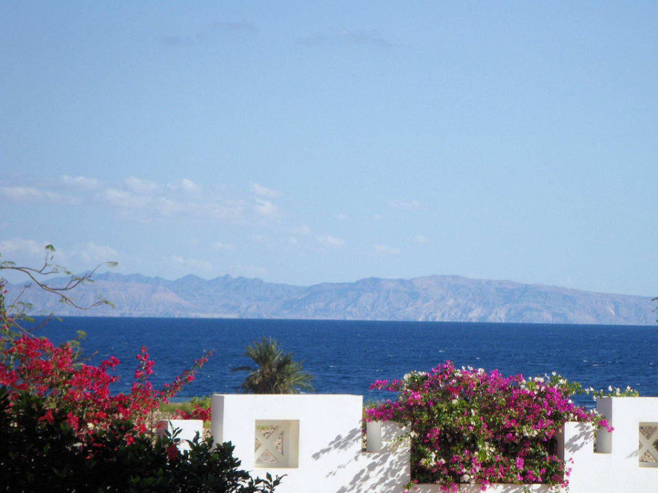 Blick aus dem Zimmer über den Golf von Aqaba Happy Life Village