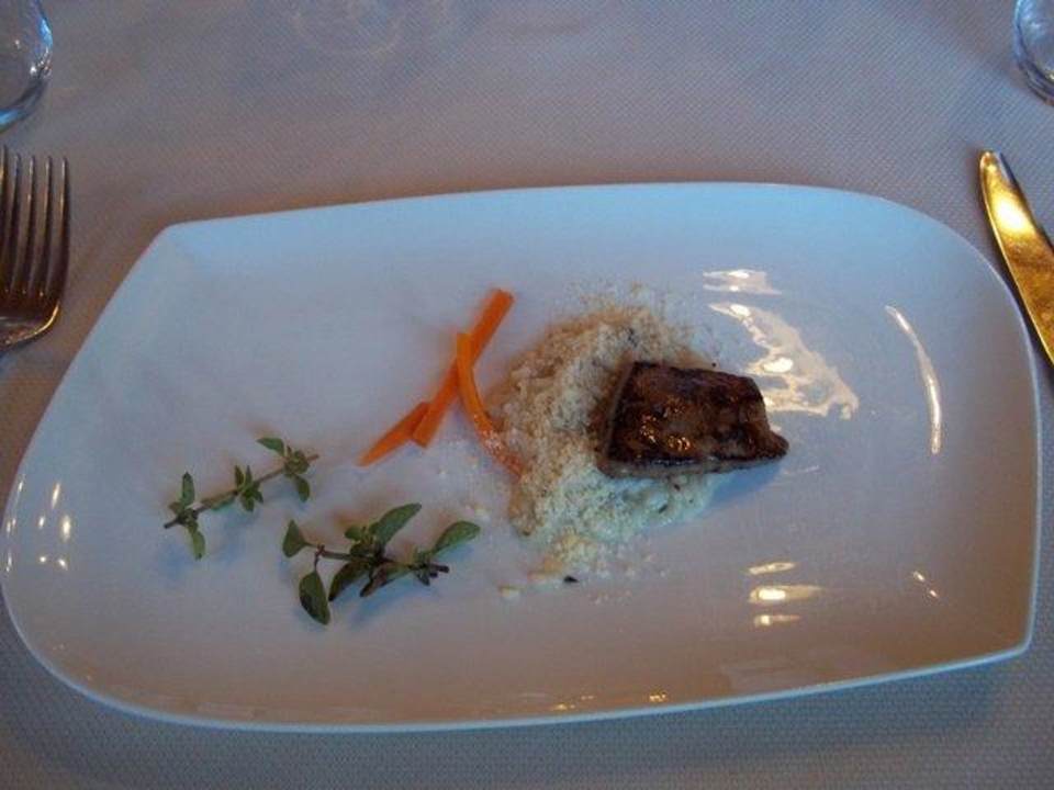 Risottino mit Rosmarin & gebratene Kalbsleder Alphotel Tyrol