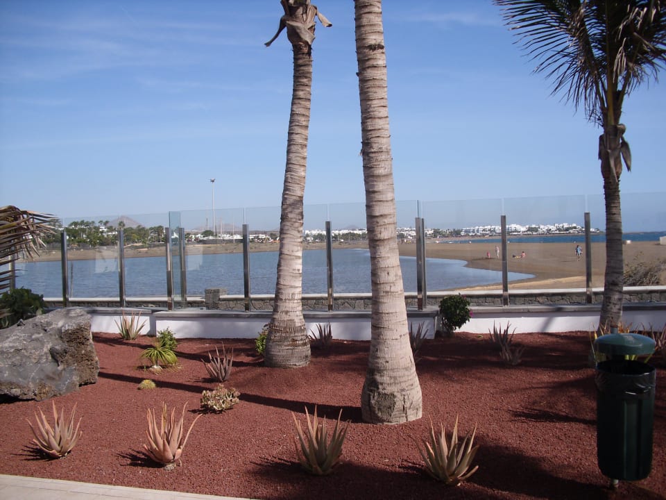 Blick von Terrasse auf den Strand Hotel Las Costas