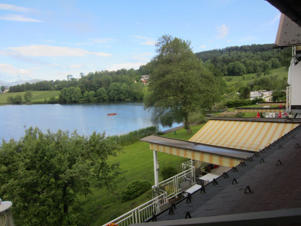 Blick vom Balkon zum See Gasthof Camping Maltschacher Seewirt