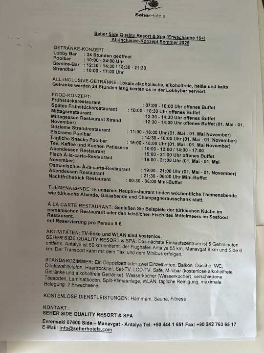 Sonstiges Seher Side Quality Resort & Spa