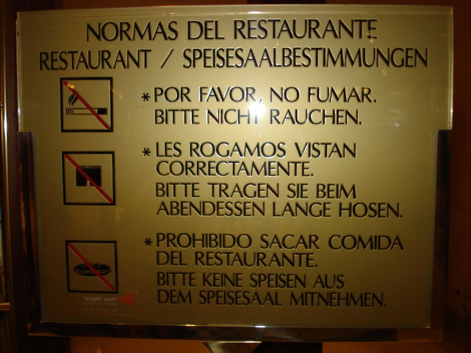 Keine Speisen mitnehmen !! Hipotels Flamenco