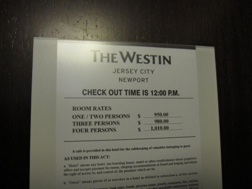 Utopische Preisliste Hotel The Westin Jersey City Newport
