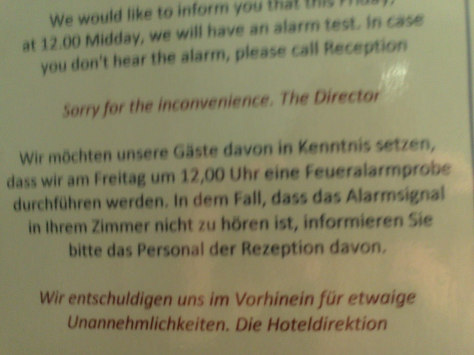 Hinweis auf Feueralarmprobe Moon Dreams Coral Beach