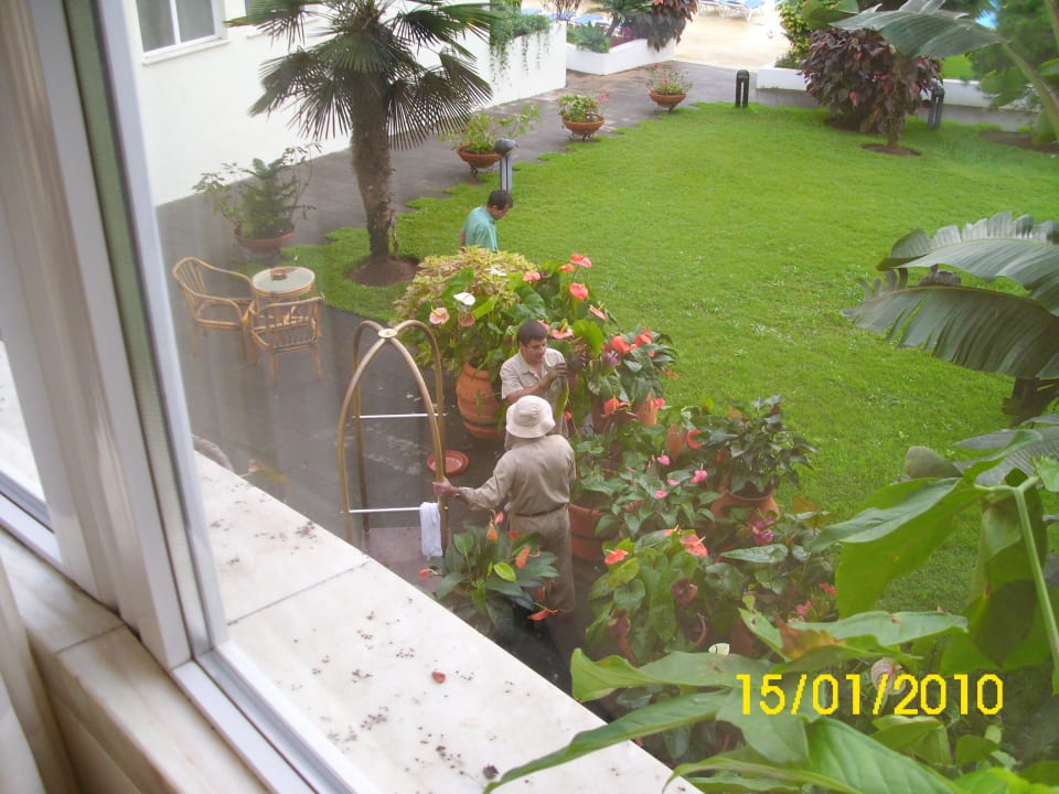 Schon morgens sieht man fleissige Gärtner Jardins d'Ajuda Suite Hotel