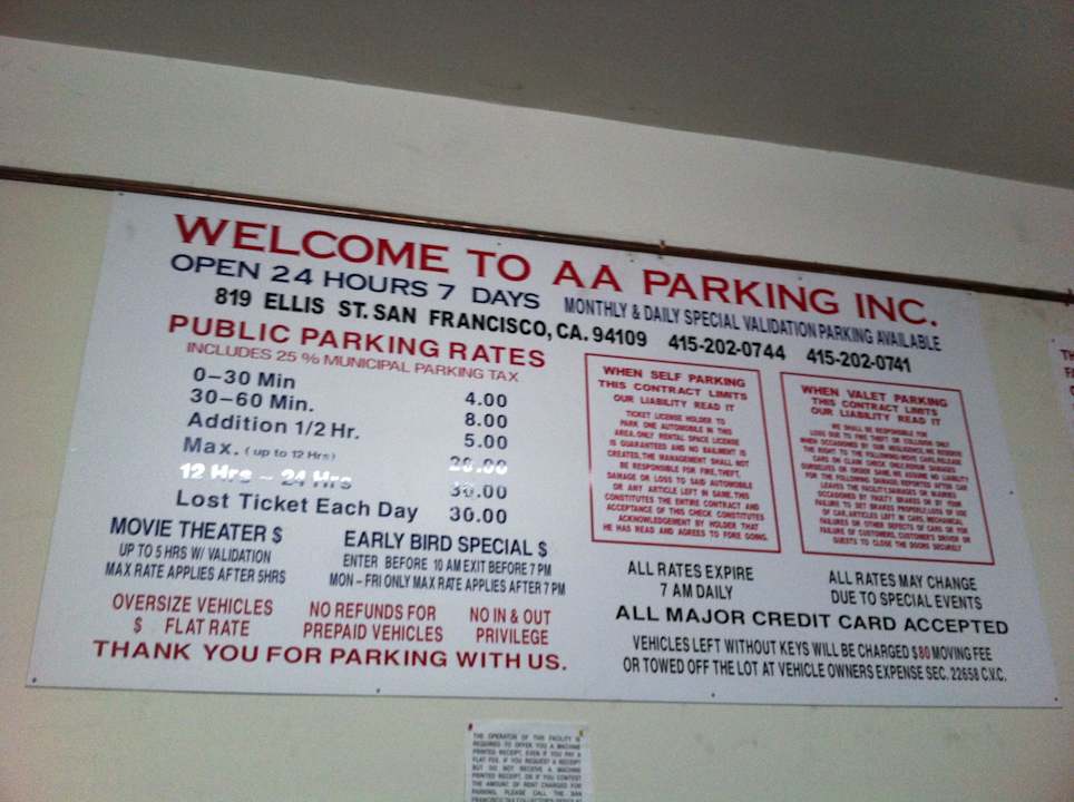 Parkplatz in der Nähe (Preise) FOUND Hotel San Francisco