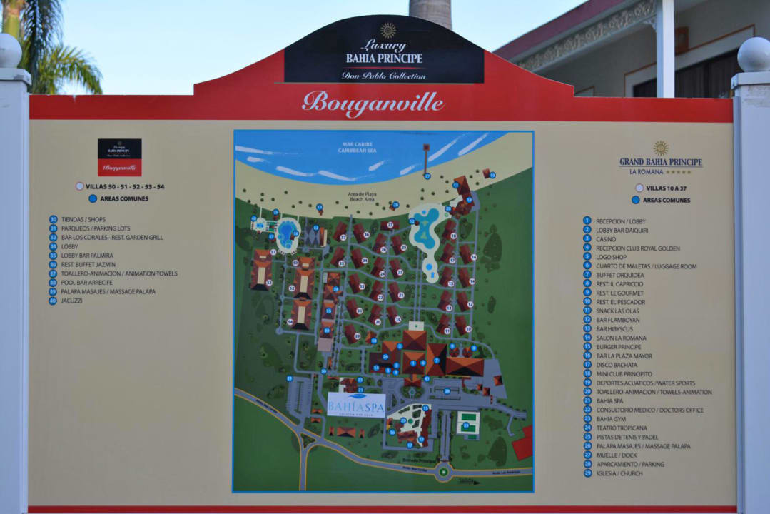 Übersichtsplan. Rechts: La Romana Bahia Principe Luxury Bouganville