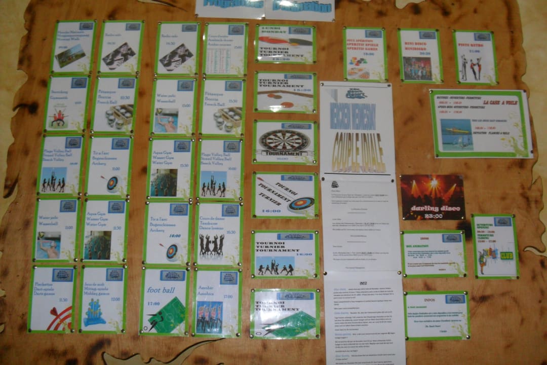 Panneau des activités Zita Beach Resort