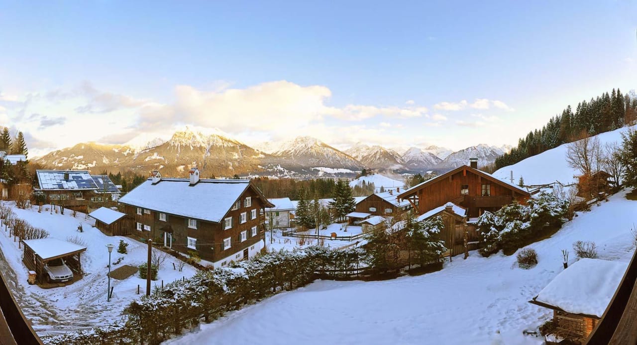 Morgendlicher Blick von unserem Balkon Hotel Bergruh