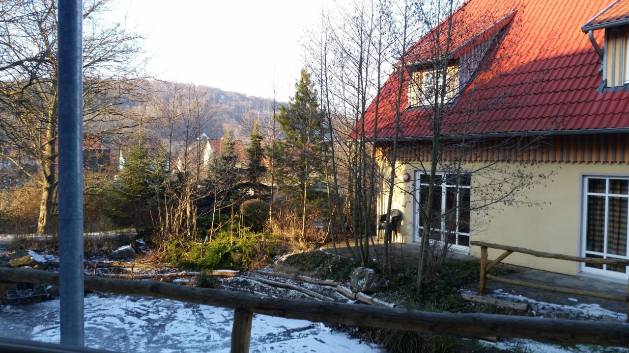 Blick von Terrasse auf Doppelhaushälfte  Hasseröder Ferienpark