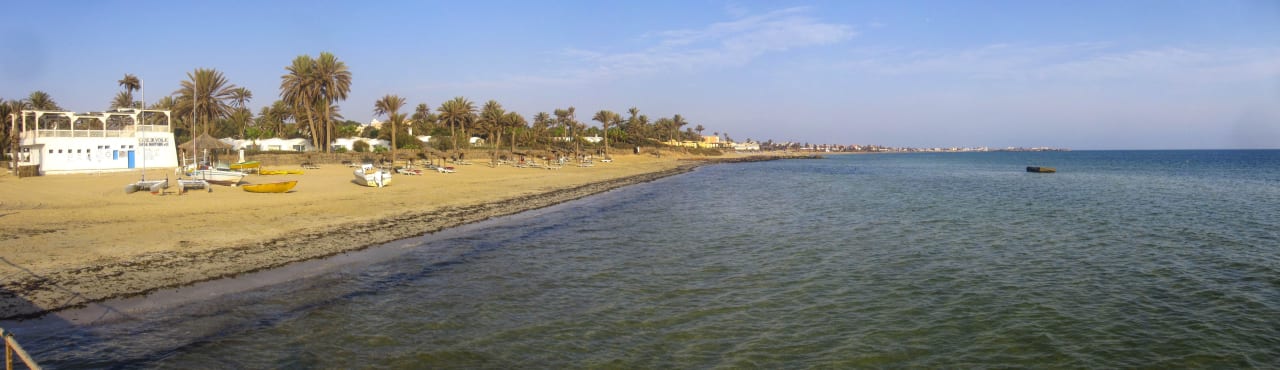 Panoramablick auf Strand und Meer Hotel Sangho Club Zarzis