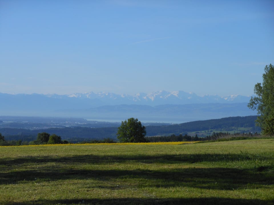 Ausblick von Wiese ca. 50 m entfernt auf Bodensee Landgasthof Linde