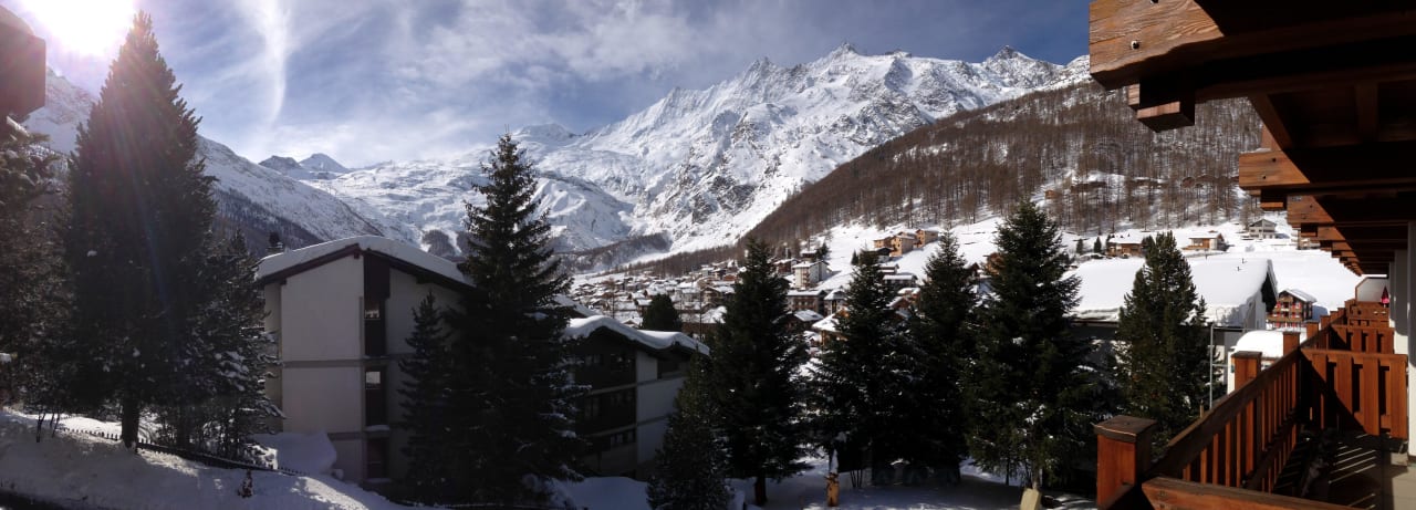 View from 1st floor balcony Swiss Family Hotel Alphubel Saas-Fee