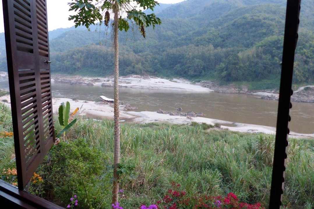 Blick aus dem Zimmer auf den Mekong Hotel Luang Say Lodge