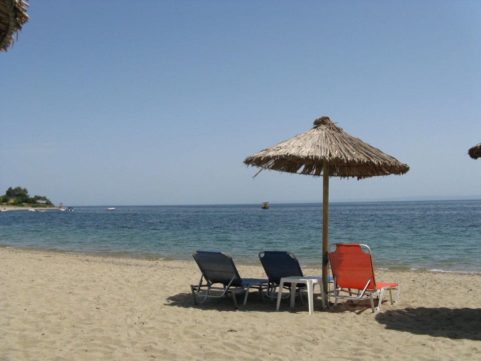 Der Blick vom Strand auf das Meer Hotel Possidona Beach
