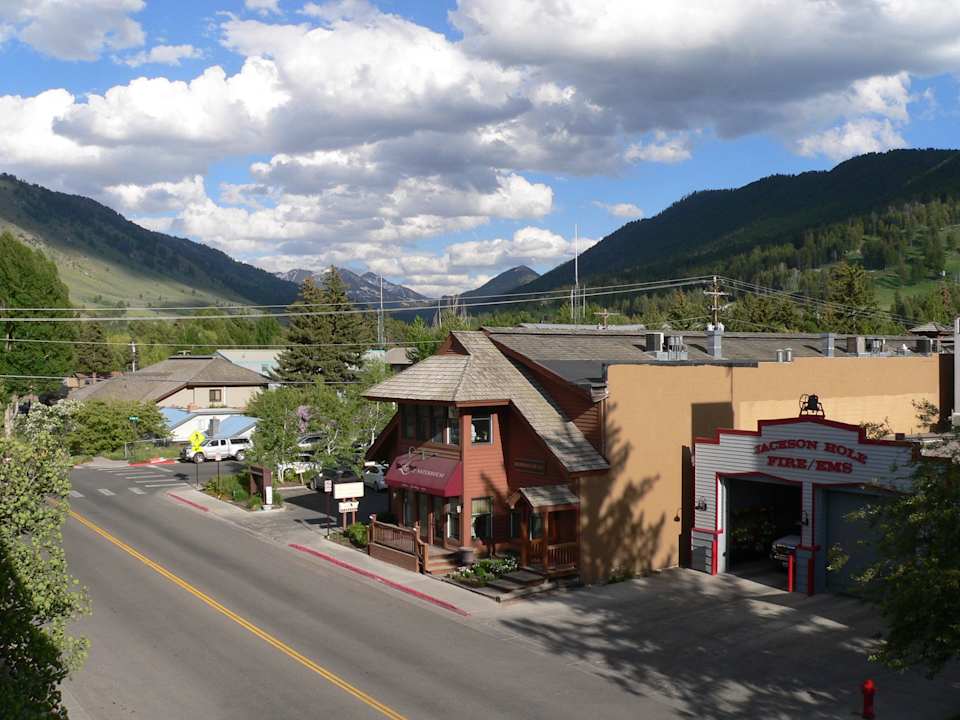 Blick vom Balkon links Richtung Berge Ranch Inn Jackson Hole